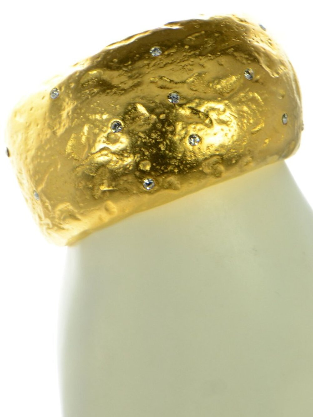 Kenneth Jay Lane Crystal Hammered Gold Cuff Bracelet